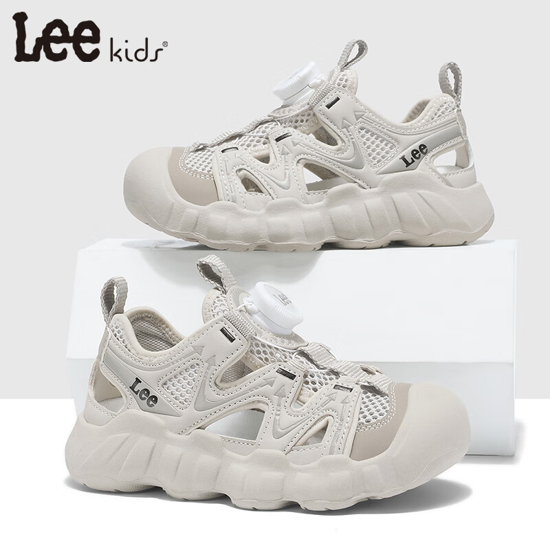LEE KIDS童鞋夏季新款儿童防滑凉拖鞋女大童包头沙滩凉鞋中大童运动鞋男孩 米色 36 【建议脚长219mm】