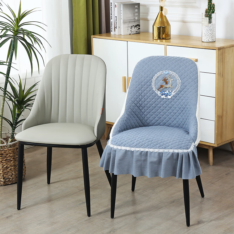 宜贝可椅子套防猫抓餐椅保护套扶手软包弧形椅套高级餐厅椅子靠背套c12 一鹿有你 灰色 直径200cm圆形桌布(建议直径1.6米以内圆桌用