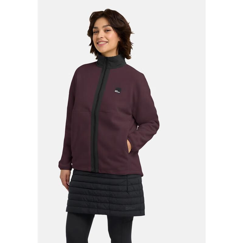 Jack Wolfskin女戶(hù)外服裝抓絨運動(dòng)外套透氣保暖上衣戶(hù)外徒步日常休閑 amaranth XL