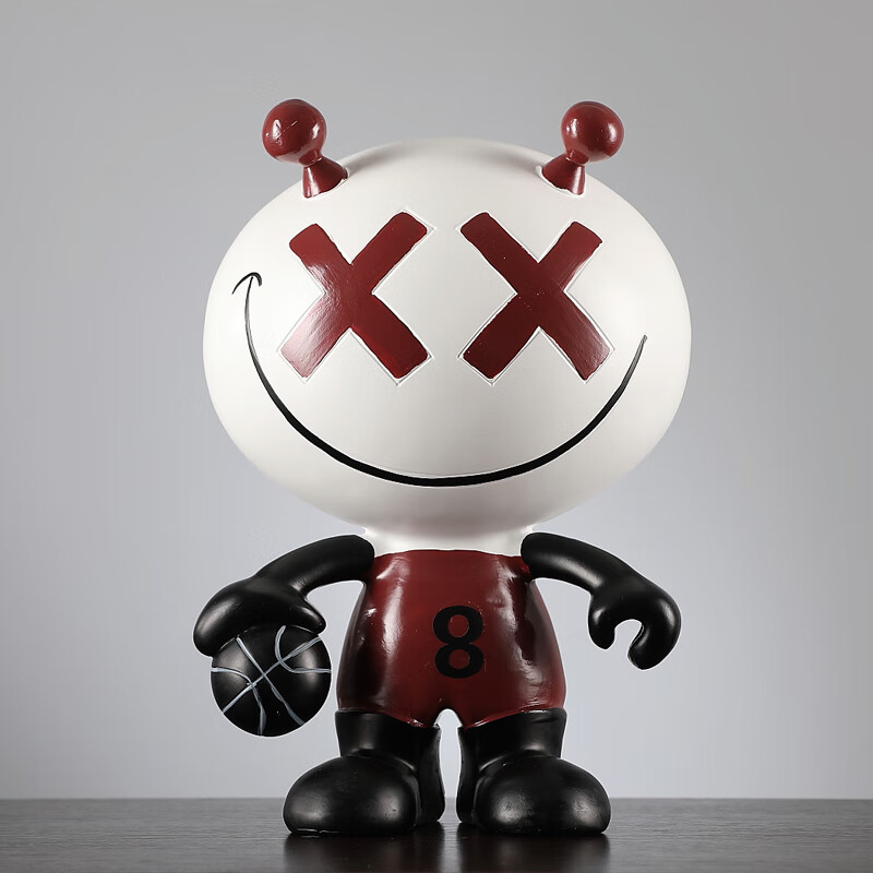 集思美现代抽象卡通打篮球造型摆件客厅书房卧室电视柜装饰艺术品摆设 白色