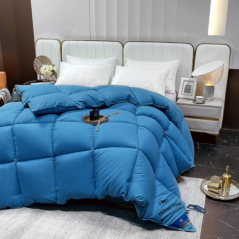 浪莎(LangSha)A类羽丝绒被95鹅毛绒被冬被加厚保暖鸭丝绒被6-10斤秋冬被子被芯 宾利蓝【抗寒保暖 混带95白鹅绒】 150*200cm8斤【室温0-5℃】