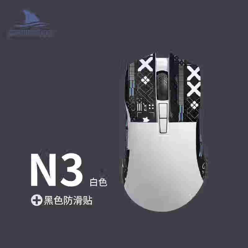 Darmoshark达摩鲨达摩鲨N3有线无线蓝牙三模鼠标电竞游戏轻量化设计右手人体 n3白色+黑色防滑贴