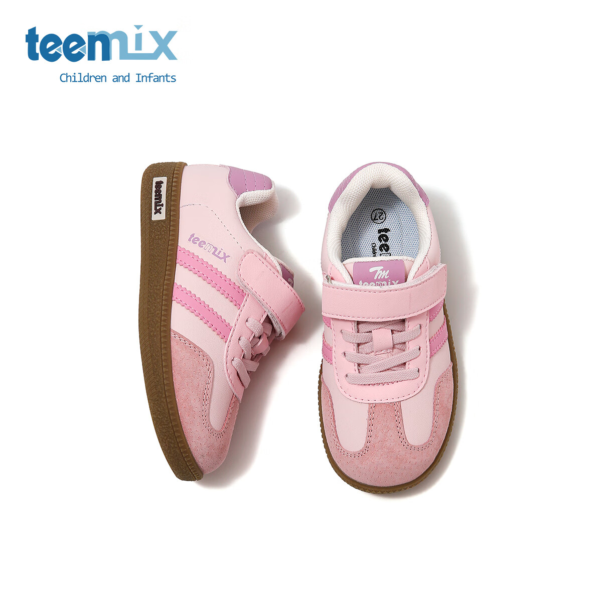 天美意童鞋女童板鞋2025春秋季新款男童运动鞋德训鞋低帮跑步鞋 梦幻粉 33