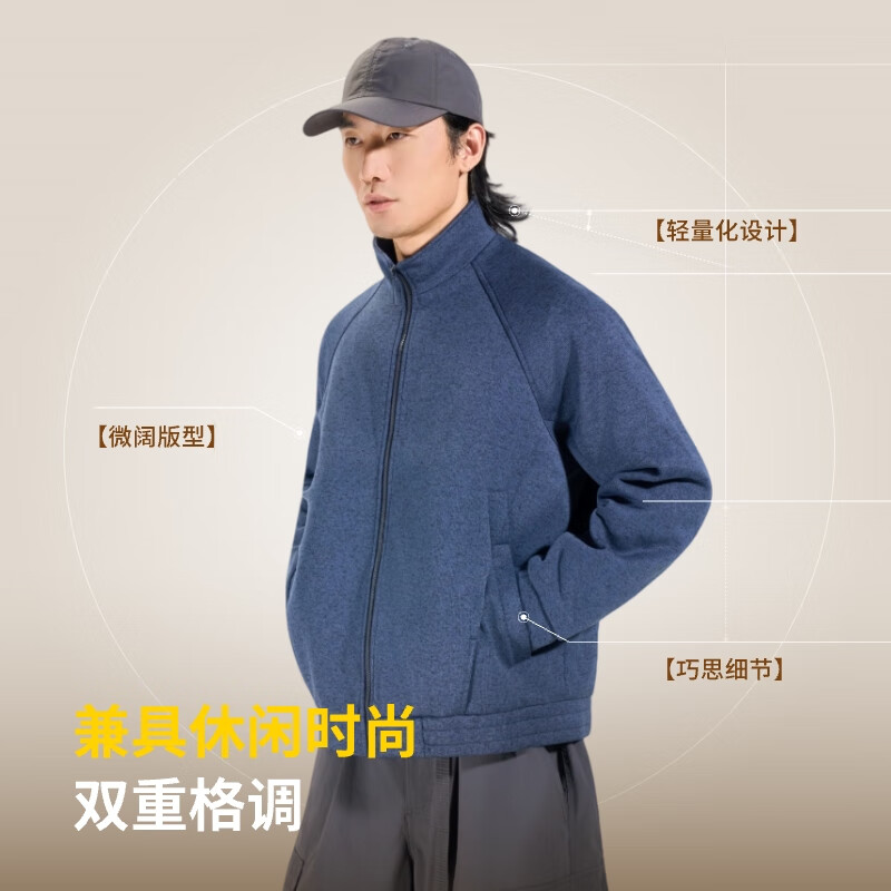 ABOUT MYTH 男士外套【花纱针织 舒适有型】 立领修身百搭针织外套夹克 藏蓝 M 160-170cm/100-130斤