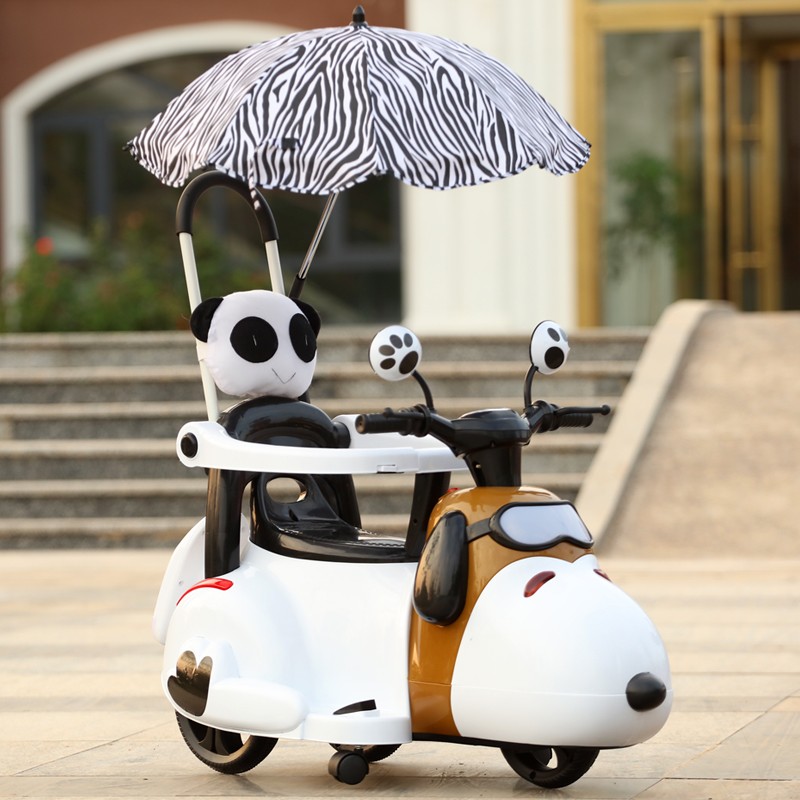 洛歐辰新款兒童電動摩托車三輪車0-1-2-3-4-5-6歲寶寶充電玩具車可坐人輕便手推車小孩 升級版5輪多媒體+推把+護欄+傘（白色）圖片