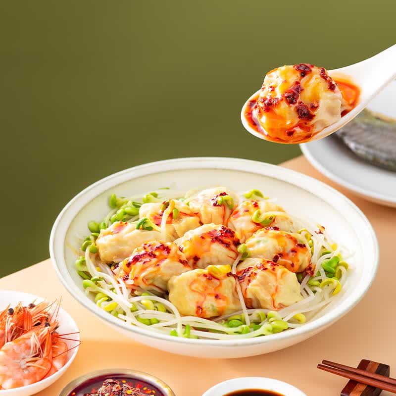 袁记味享袁记云饺【热卖爆款】招牌鲜虾蟹籽马蹄冬菇玉米鲜肉大云吞 【招牌2盒】鲜虾蟹籽云吞500g*2