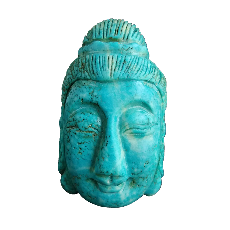 奧音唐代制式無優(yōu)化老綠松石圓雕觀音首*高端古玩老松石吊墜