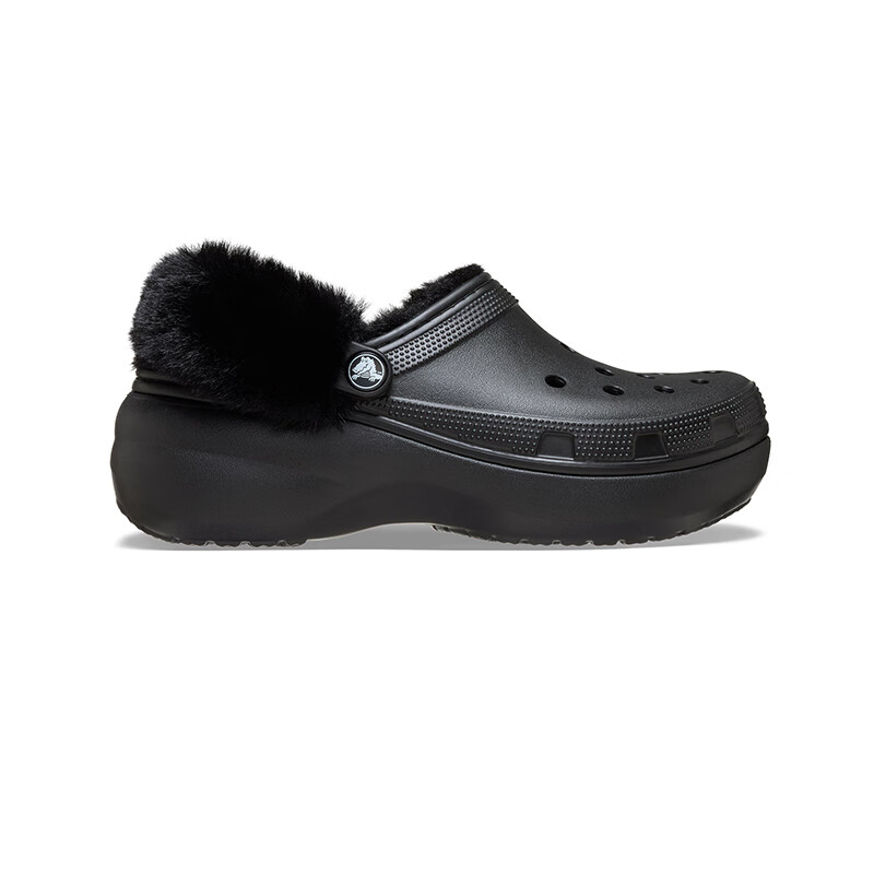 CROCS卡骆驰经典云朵暖绒洞洞鞋保暖舒适棉拖|212854 黑色-001 38 (240mm)