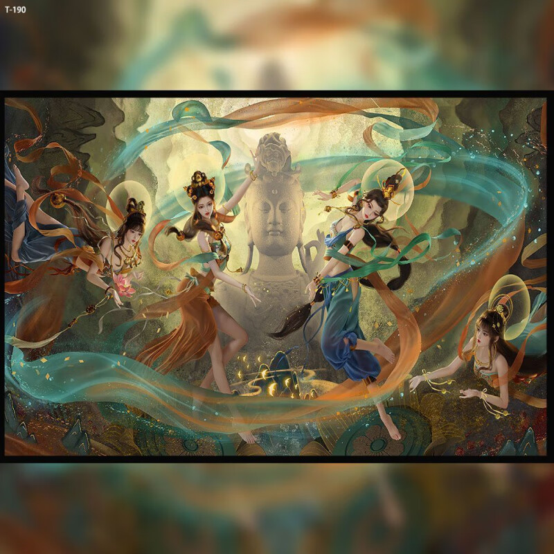 VTR国潮国风木质拼图1000片敦煌系列拼图500片300片带框减压玩具 飞天仙子T-180 木质300片盒装