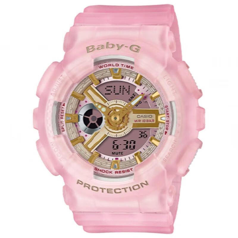 casio卡西欧 手表ba110sc-4a baby-g海玻璃系列防震防水led照明哑光半