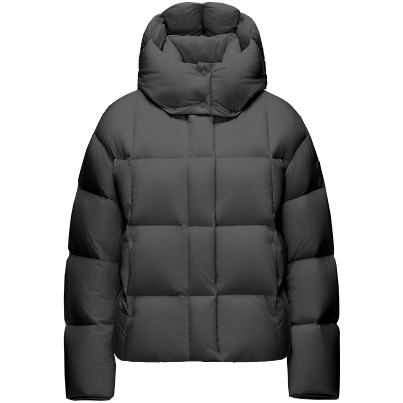 坦博尔泡芙羽绒服女短款脱卸帽秋冬保暖外套25年新款5530520D 黑色160