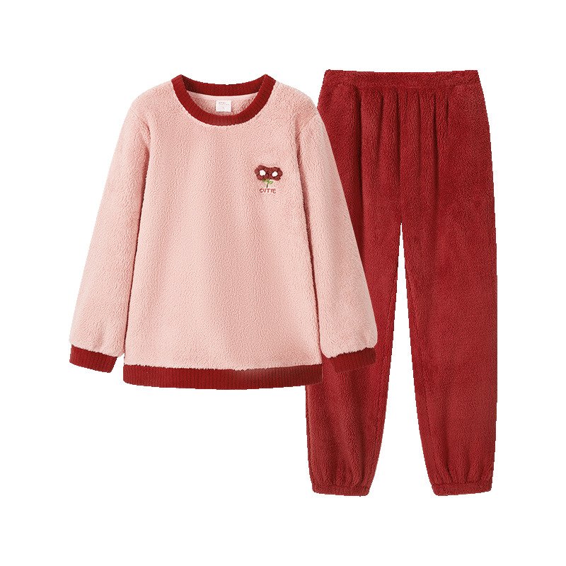 都市丽人内衣女士睡衣套装纯色套头加绒米粒绒法兰绒珊瑚绒家居服2H3212