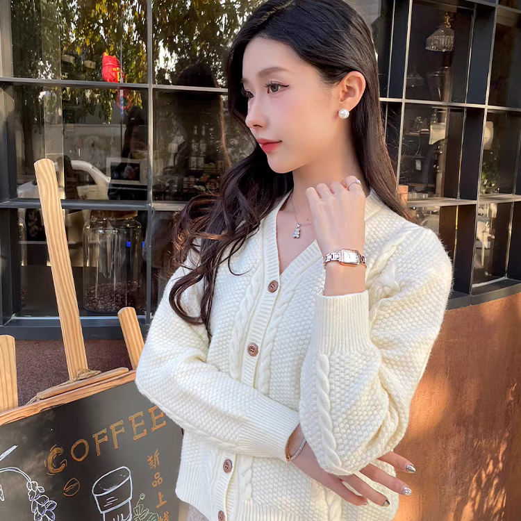 方糖手表女2026新款轻奢小众高级感机械风格名牌正品石英女表礼物 玫金色