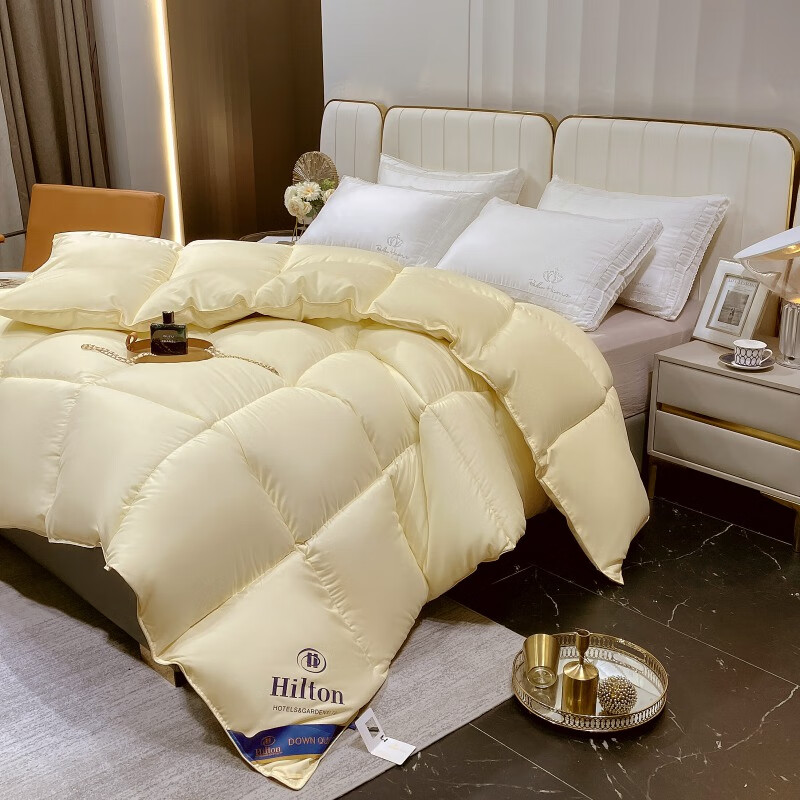 浪莎（LangSha）羽丝绒被五星级酒店鸭丝绒被子被芯春秋被棉被秋冬被加厚保暖被褥 米黄色【抗寒保暖 混带95白鹅绒】 150*200cm6斤