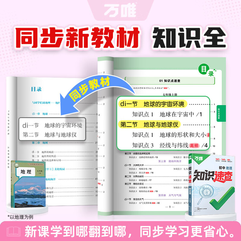 2026万唯中考新书知识速查初中小四门知识点快速定位速查必背清单人教版初一初二初三道法历史生物地理基础知识手册万维旗舰店 立省66.9元【道历生地】4本套装