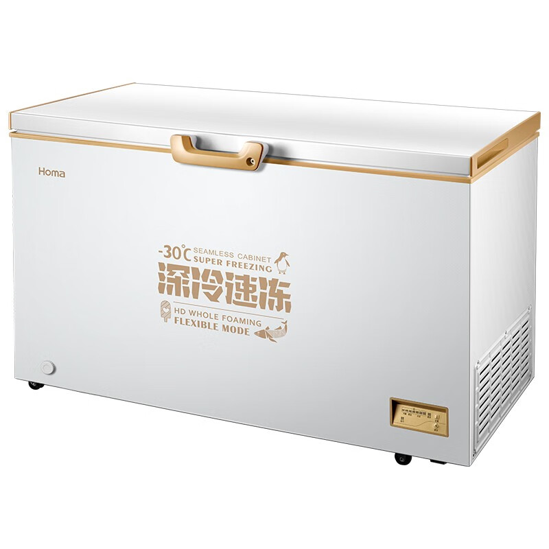 奥马(homa)380升商用冷柜冰柜家用 一级能效 电脑控温 卧式冷柜bc/bd