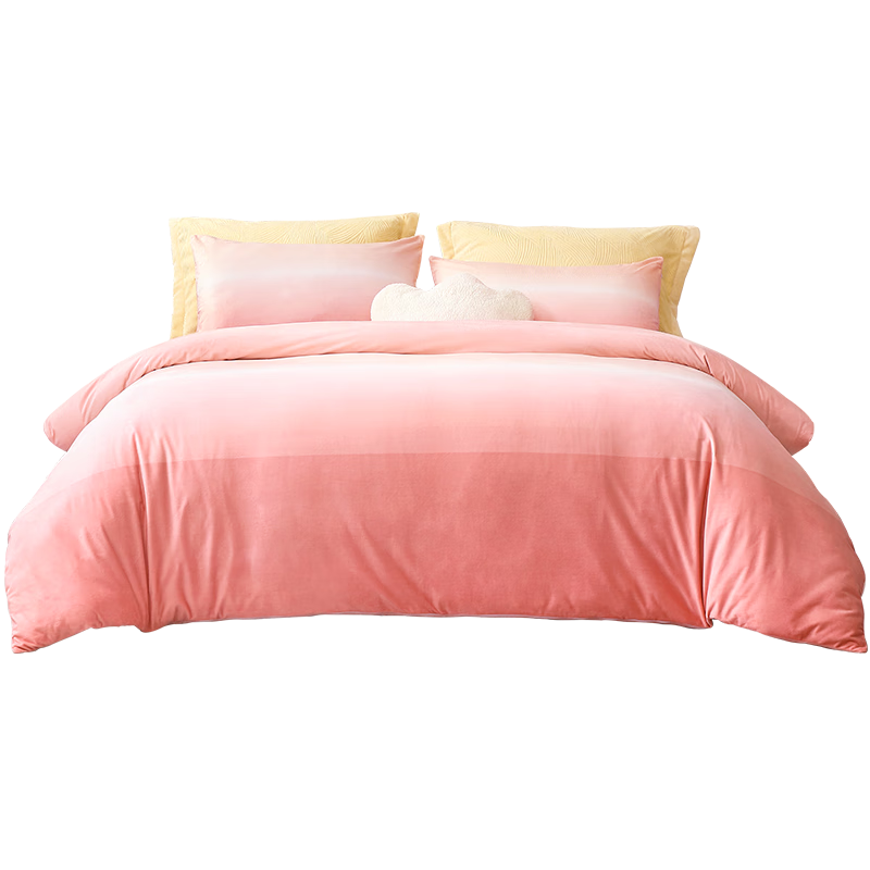 富安娜家纺 保暖加厚秋冬牛奶绒床上四件套学生宿舍防静电床单被套 哈尼【渐变水晶绒&抗静电】 1.5米床 床单款 (被套203*229cm)