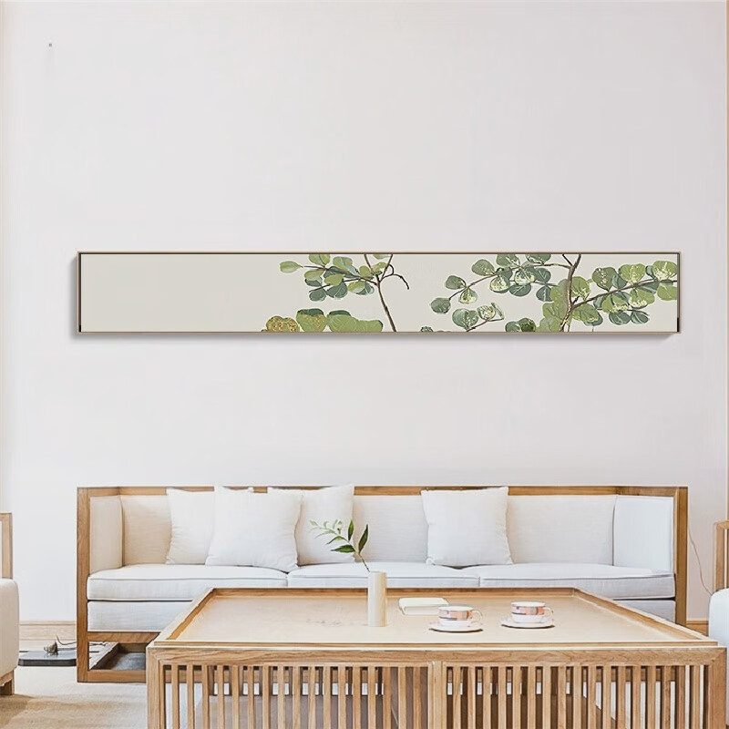 绿色系植物床头挂画画卧室房间窄长条装饰画画书房茶室 j7