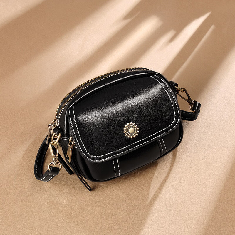 納蘭杜（Nalandu）2025新款包包女春夏斜挎包女輕巧韓版時(shí)尚復古 黑色