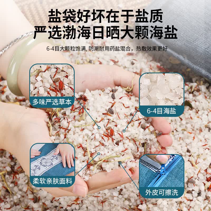 书芮德国品质盐袋热敷包电加热海盐粗盐理疗袋子家用暖宫腰带艾灸艾草肩颈腰部 【加长绑带蓝】全配置+11档控温+智能数显定时+3