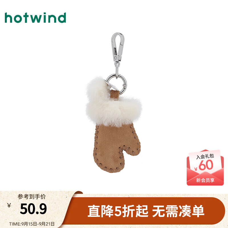 热风2025年冬季新款毛球绒绒手套挂件 02棕色 1个