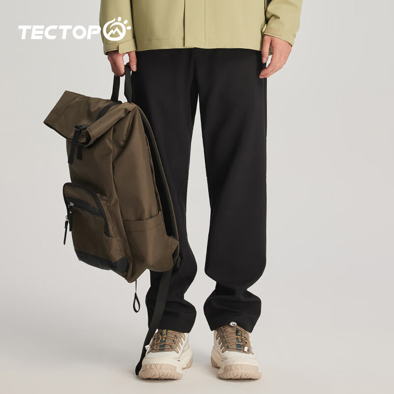 探拓（TECTOP）休闲裤男防风防泼水2026秋冬加绒保暖软壳长裤户外登山裤子 云墨黑 2XL