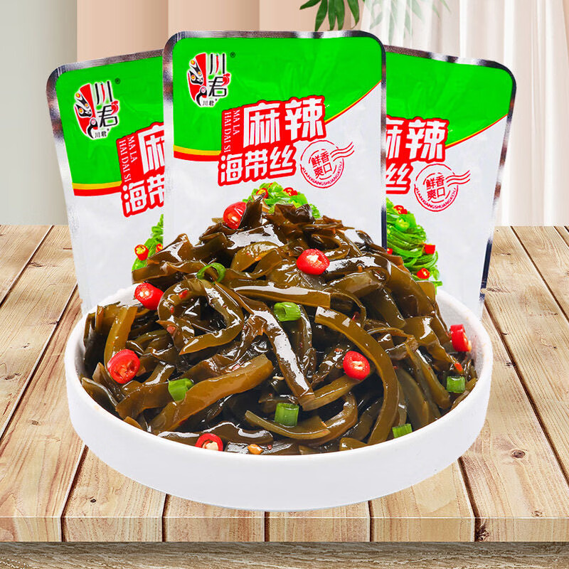 正宗重庆涪陵榨菜丝无添加下饭泡菜咸菜腌菜独立小包拌饭清脆爽口 25g清淡*5+25g脆口*5+赠20g海带*5