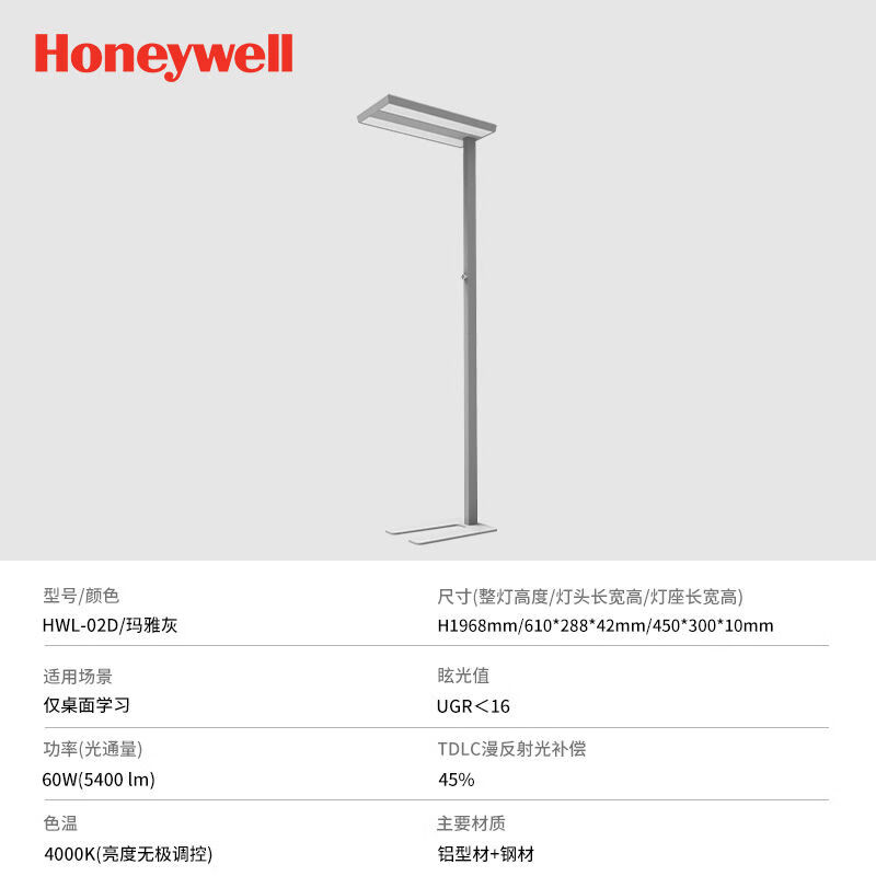 霍尼韦尔(Honeywell)霍尼韦尔落地护眼灯立式台灯学习专用儿童作业学生书桌阅读钢琴灯 标准版8m2空间场景 调光开关