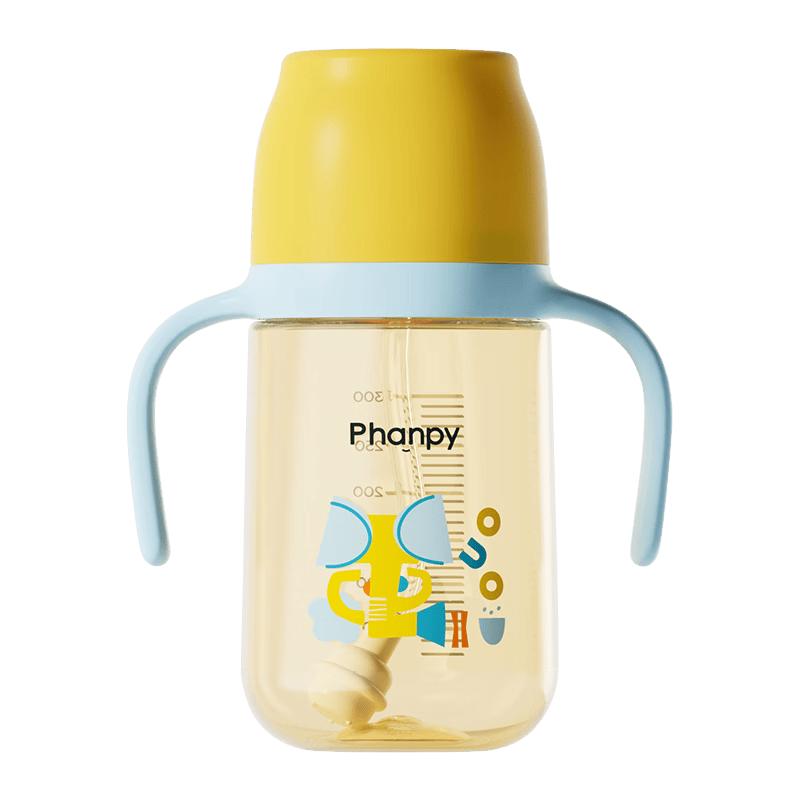 小雅象吸管奶瓶直饮杯1-3岁大宝宝ppsu带重力球手柄儿童水杯 300ml