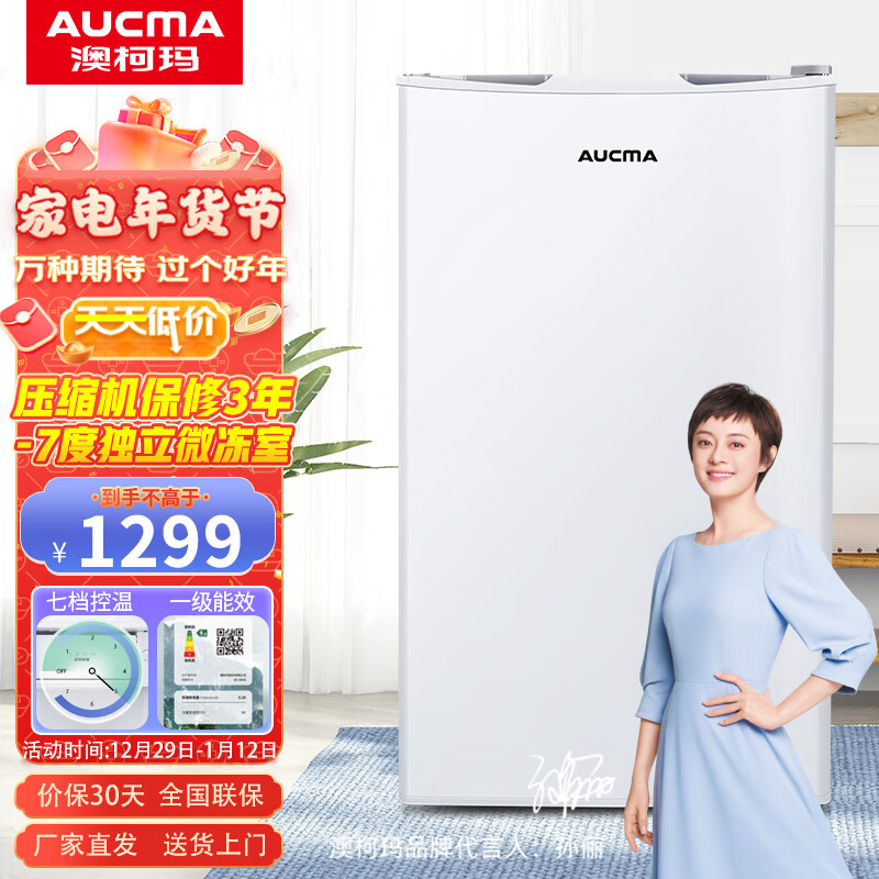 澳柯玛（AUCMA）96升小型单门冰箱 租房宿舍优选 迷你家用小冰箱 一级能效节能 13升微冻室 BC-96NE升级版