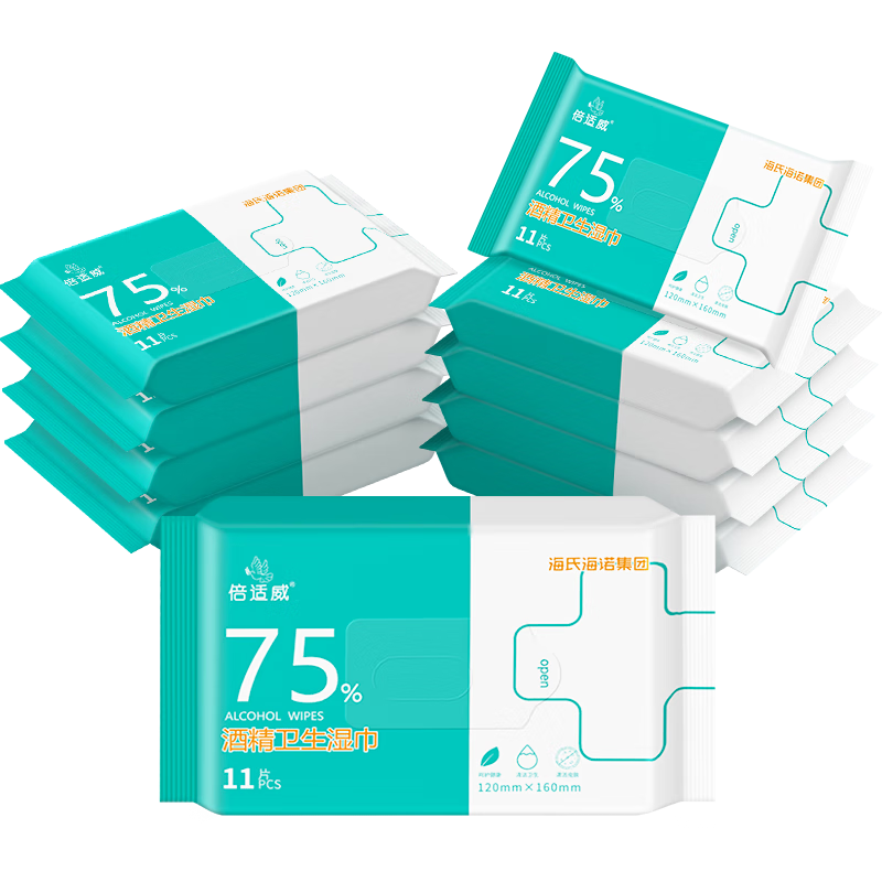 ���Ϻ�ŵ75%�ƾ�����ʪ��11Ƭ*10�� ��ЯС��ɱ����������ʪֽ�� 17.9Ԫ