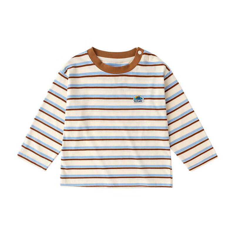 嘟嘟家宝宝T恤春秋撞色条纹儿童打底衫秋款男童秋装内搭女童童装潮 紫色 100cm