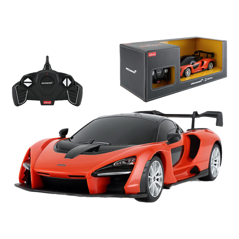 星辉rastar正版迈凯伦senna遥控汽车赛车rc电池儿童玩具1:18跑车模型 橙红色迈凯伦senna