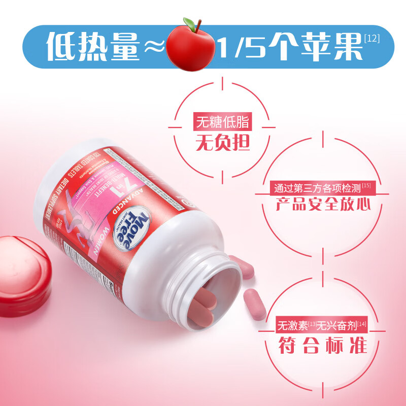 益节Move Free 7合1 女士 氨糖软骨素钙片120粒 维骨力 成人 美国进口 【女士氨糖】软硬骨同补 提气色 120粒*1瓶