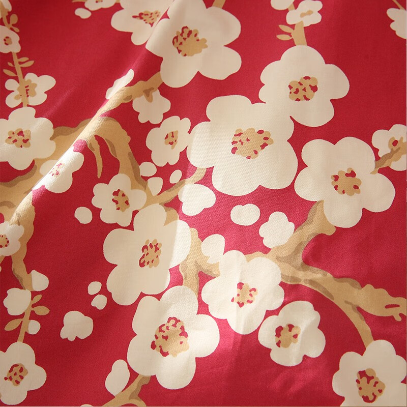 柳庭家纺 床单纯棉长绒棉60支 外贸全棉贡缎床单1.51.8米床 梅花 床单240*260cm