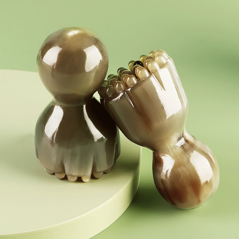 闽角坊 白水牛角莲蓬脸部美容提拉按摩刷眼面部穴位拨筋棒女经络刷