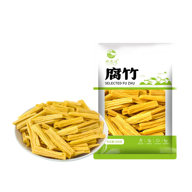 彬盛达原浆腐竹干货 非转基因大豆腐竹段豆制品 火锅食材 纯干无盐粒 腐竹段 200g