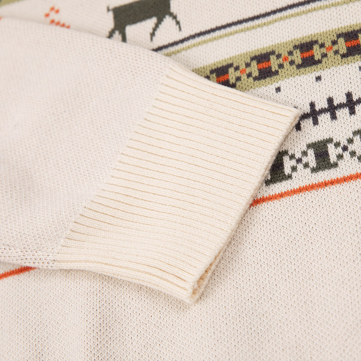 暇步士（Hush Puppies）童装儿童男女大童2025冬季新款圣诞节日系列童趣小鹿套头舒适线衣 奶油色 140 cm