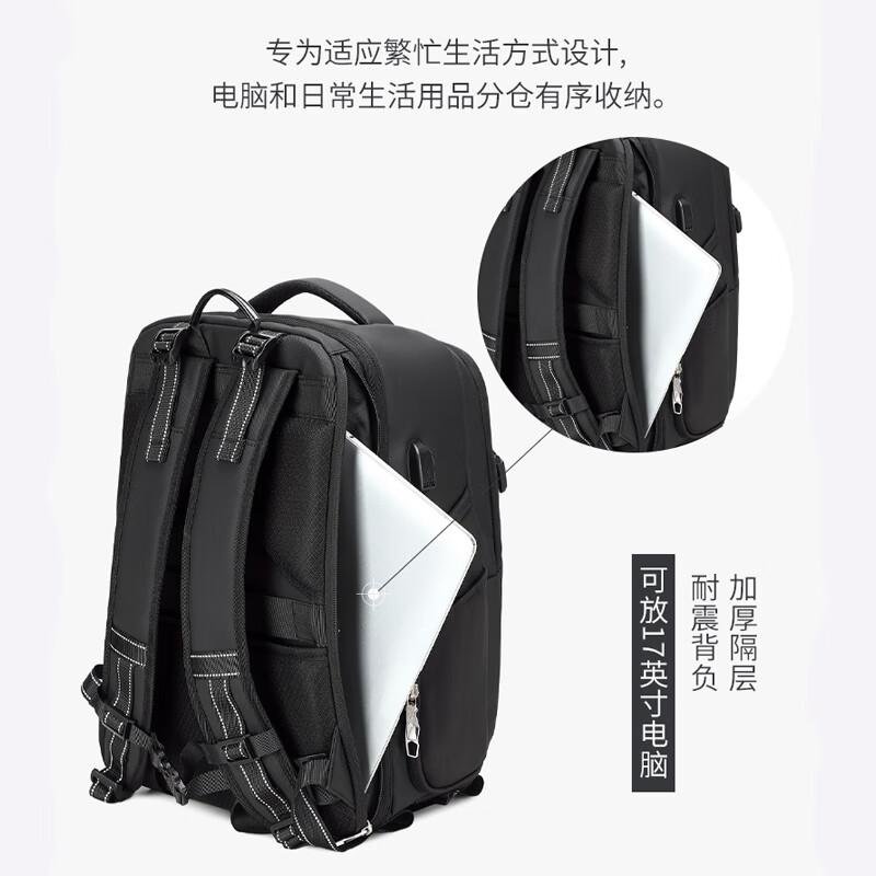 CIQIRBER专业摄影包双肩防水相机包稳定器无人机电脑背包大容量适用微单反 黑色(2机5镜+稳定器+无人机)