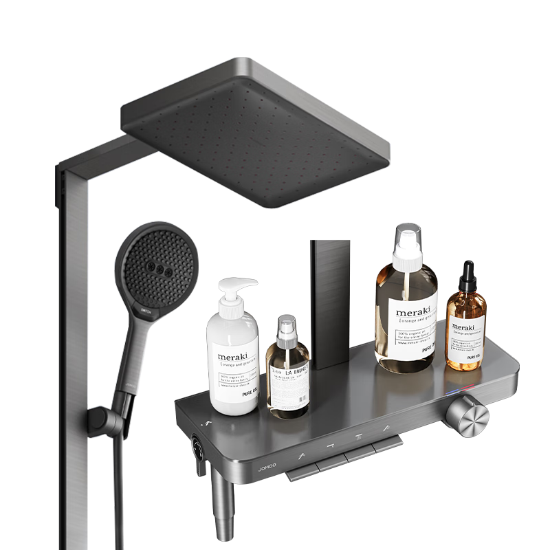 九牧（JOMOO）琴键星幕Chic丝雨三功能方管贴墙大置物自动除垢淋浴花洒36672