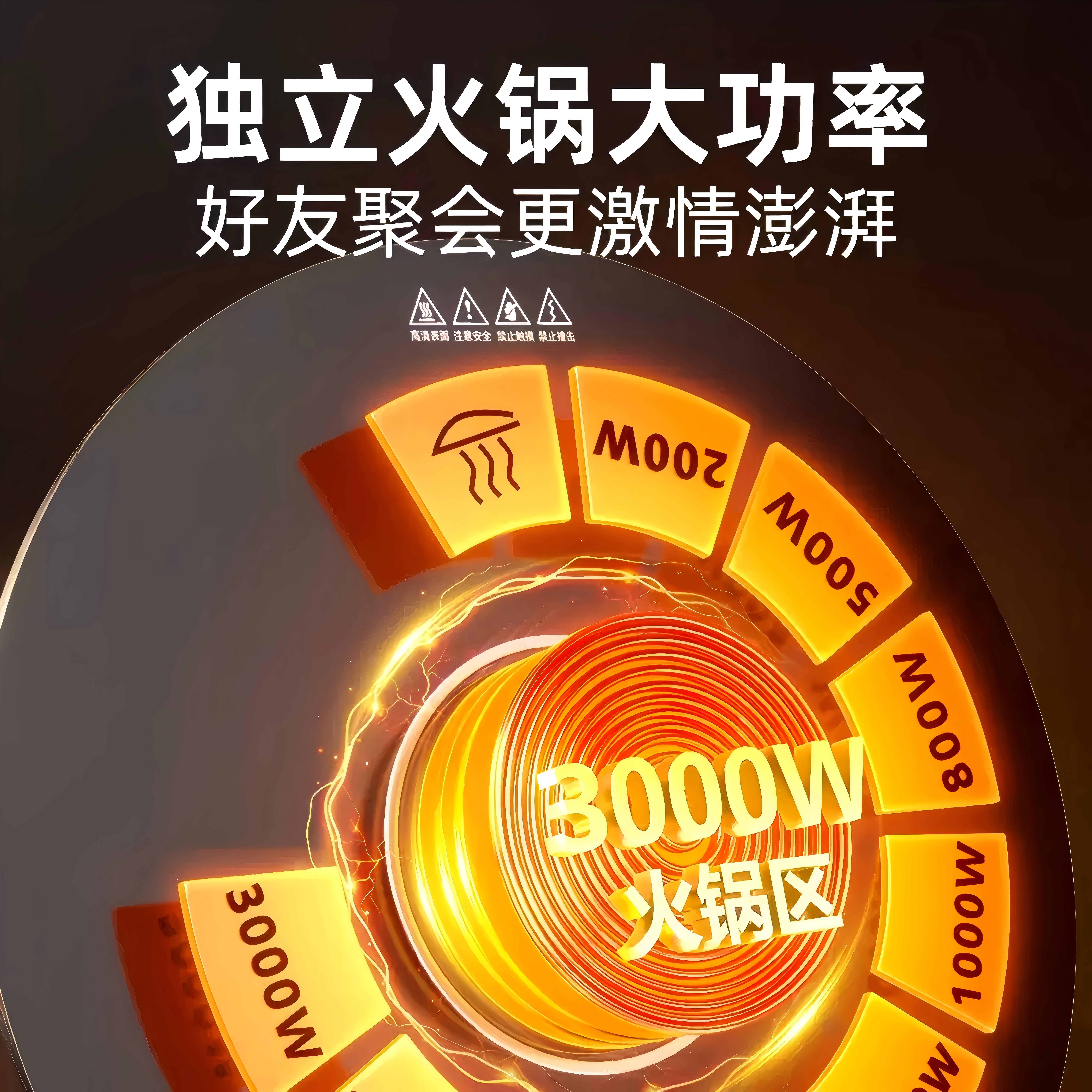 志高（CHIGO） 暖菜板带火锅2025新款加热板暖菜板电磁炉电动旋转餐桌转盘饭菜保温热菜神器家用多功能分区控温 80CM 3000W电磁炉火锅 | 电动+大理石纹