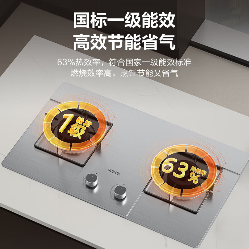 苏泊尔燃气灶具家用天然气灶不锈钢液化气灶双灶台式嵌入式煤气5.0KW猛火灶 双灶台式 NS21S 罐装液化气(20Y)