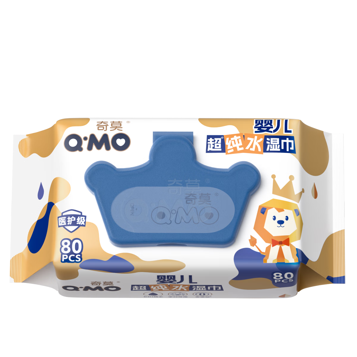奇莫（Q-MO）至柔婴儿超纯水湿巾宝宝专用手口可用 湿巾 80抽 1包