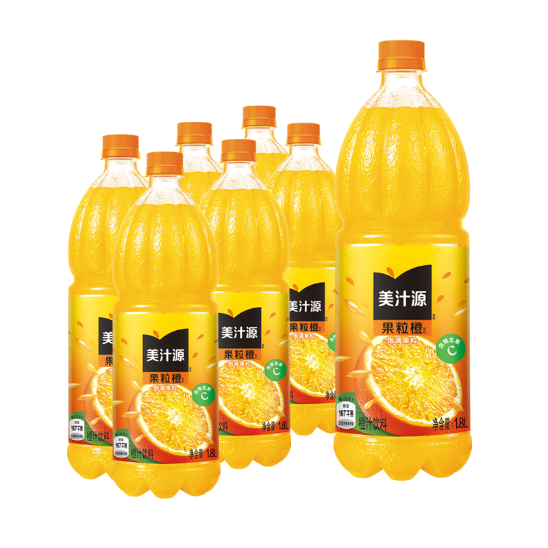 可口可乐（Coca-Cola） 美汁源 Minute Maid 果粒橙 橙汁果汁饮料 1.8L*6瓶  