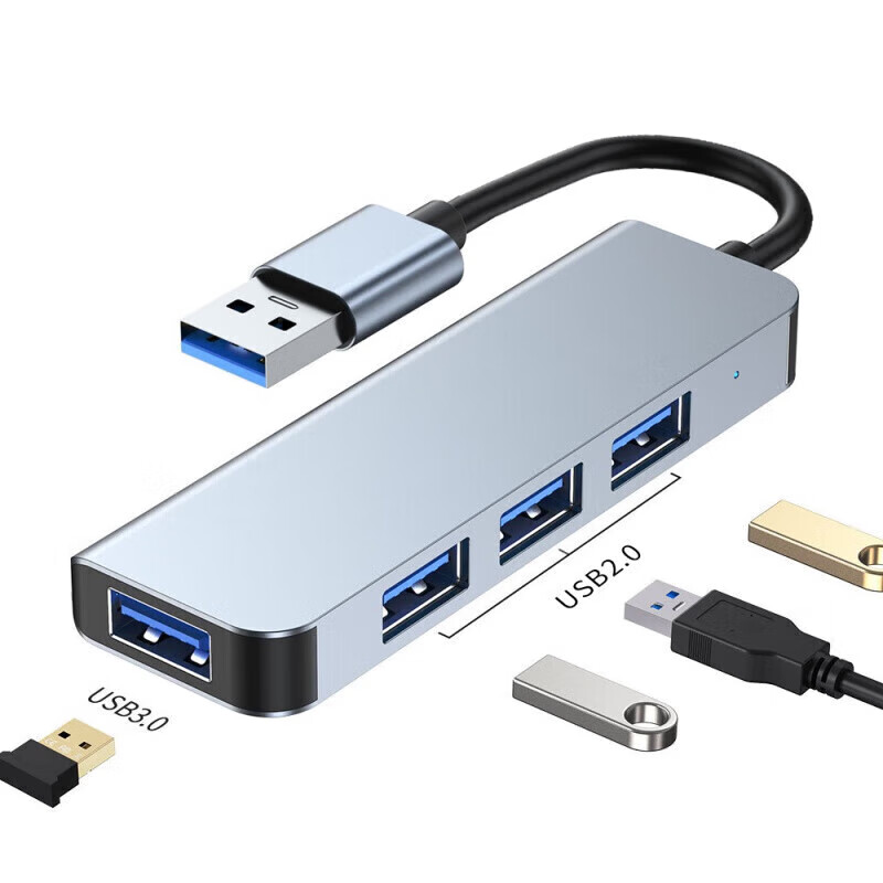 貝爾金（BELKIN）BEKIN）（BEKIN）USB3.0集線器多接口擴展塢臺式機主機筆記本電腦手機平板通 USB頭【四合一】USB2.0*3+USB3.0 0.2m