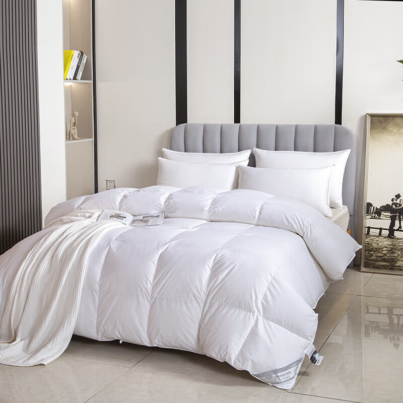 恒源祥扭花平格羽丝绒被冬季白鹅绒冬被8斤加厚保暖被单人春秋被空调被 平格-白色 180x220cm【6斤春秋被】