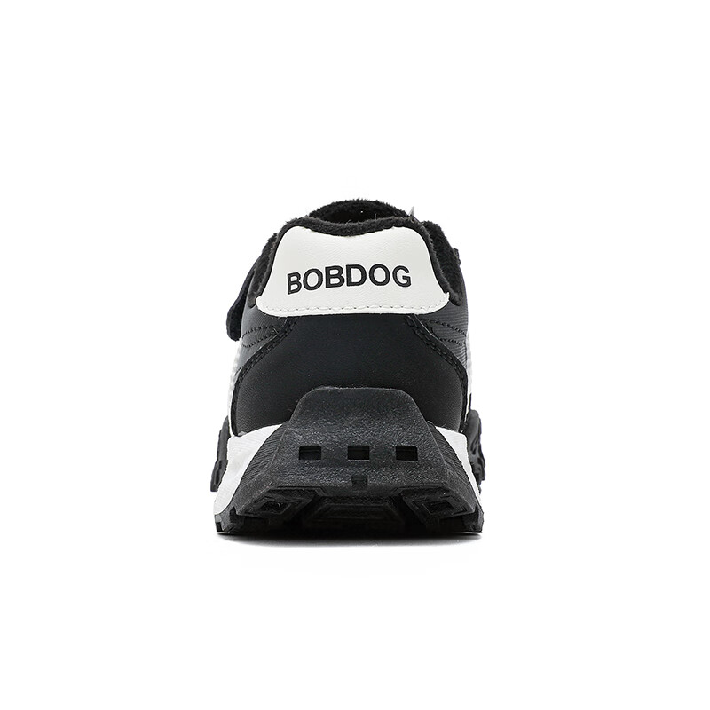 巴布豆(BOBDOG)童鞋男童2025冬季舒适百搭跑鞋加绒保暖二棉鞋低帮休闲二运动鞋女 黑/米(加绒) 29 适合脚长17.6cm