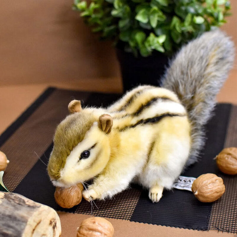 hansa彷真花栗鼠玩偶松鼠毛绒玩具手工制作儿童生日礼物 7843花栗鼠