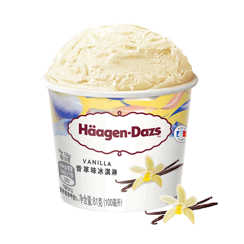 哈根达斯（Haagen-Dazs）冰淇淋 经典香草口味冰激凌100ml/杯 小杯装雪糕【0反式脂肪酸】