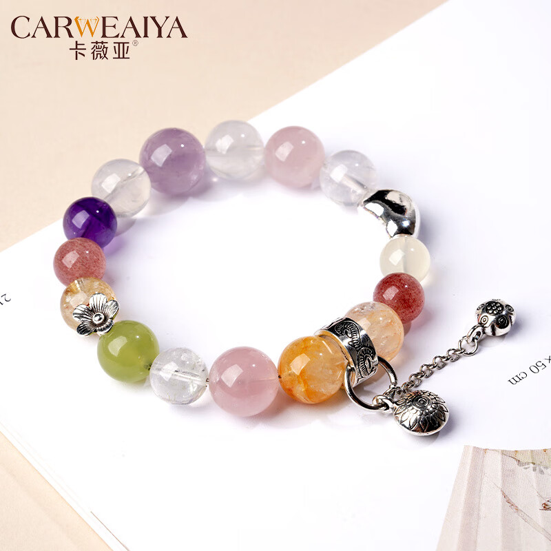 卡薇亚天然多宝水晶手串多色水晶混搭手串轻奢小众配饰礼物简约时尚饰品 珠径（10-14mm）